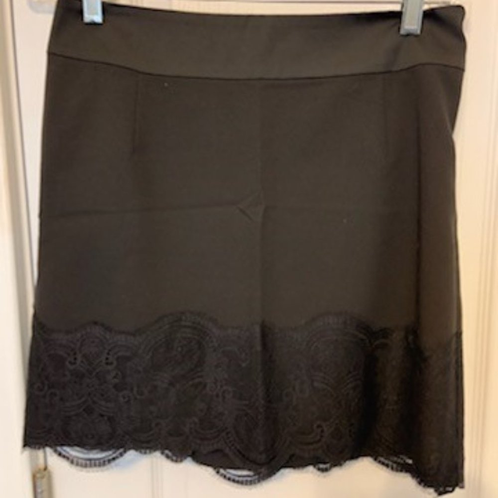 Laundry by Shelli Segal Black Lace Trim Mini Skirt